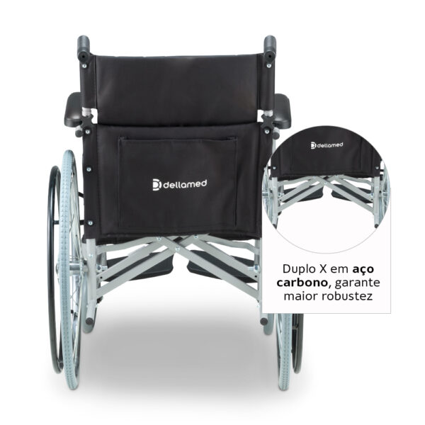 Cadeira De Rodas Em Aço Dobrável Suporta 120Kg D100 Dellamed - Image 6
