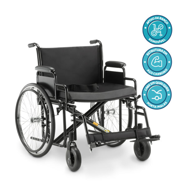 Cadeira de Rodas D500 Aço - 180KG - Image 2