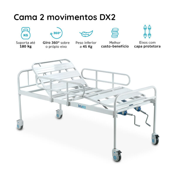 Cama Hospitalar DX2 2 Movimentos até 180 Kg Dellamed - Image 7