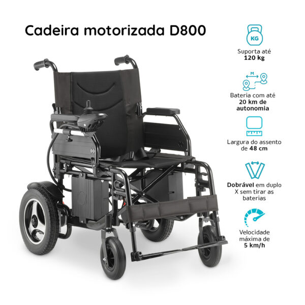 Cadeira de Rodas Motorizada Dobrável até 120 kg Assento de 48 cm D800 Dellamed - Image 7