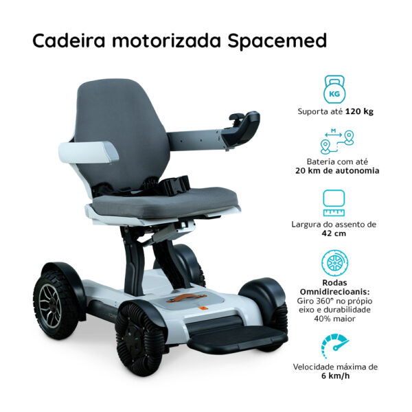 Cadeira Motorizada Dobrável até 120 Kg Assento 42 cm Spacemed Dellamed - Image 9