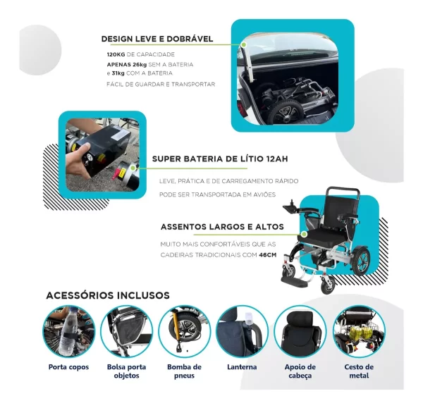 Cadeira De Rodas Motorizada Dobrável Leve Winnermed - Image 6